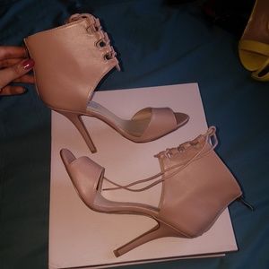 Blush Pink Lace up Pumps